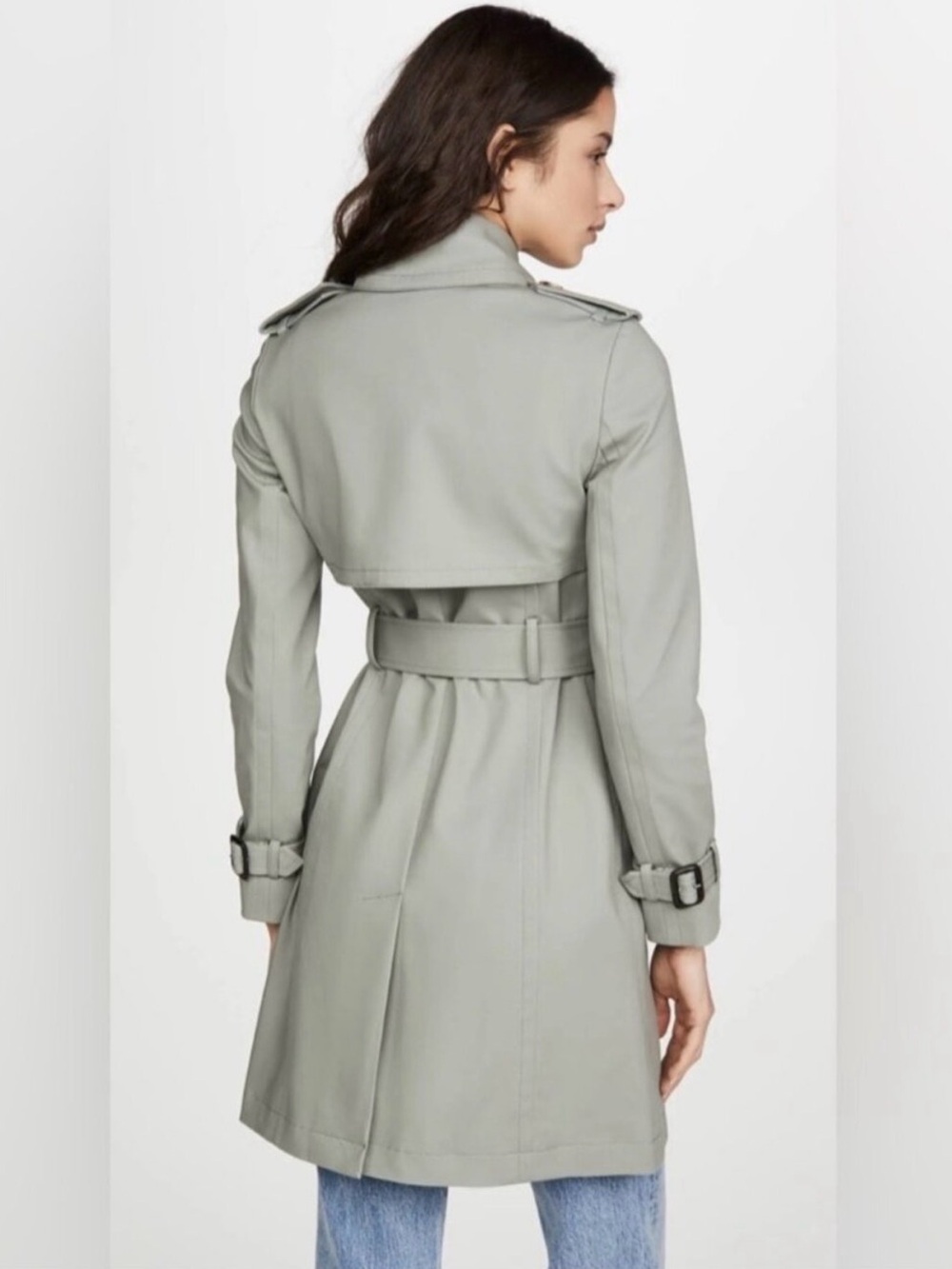 Club Monaco Women's Belted Trench Coat - Light Sage Size XS NWT - Picture 3 of 10